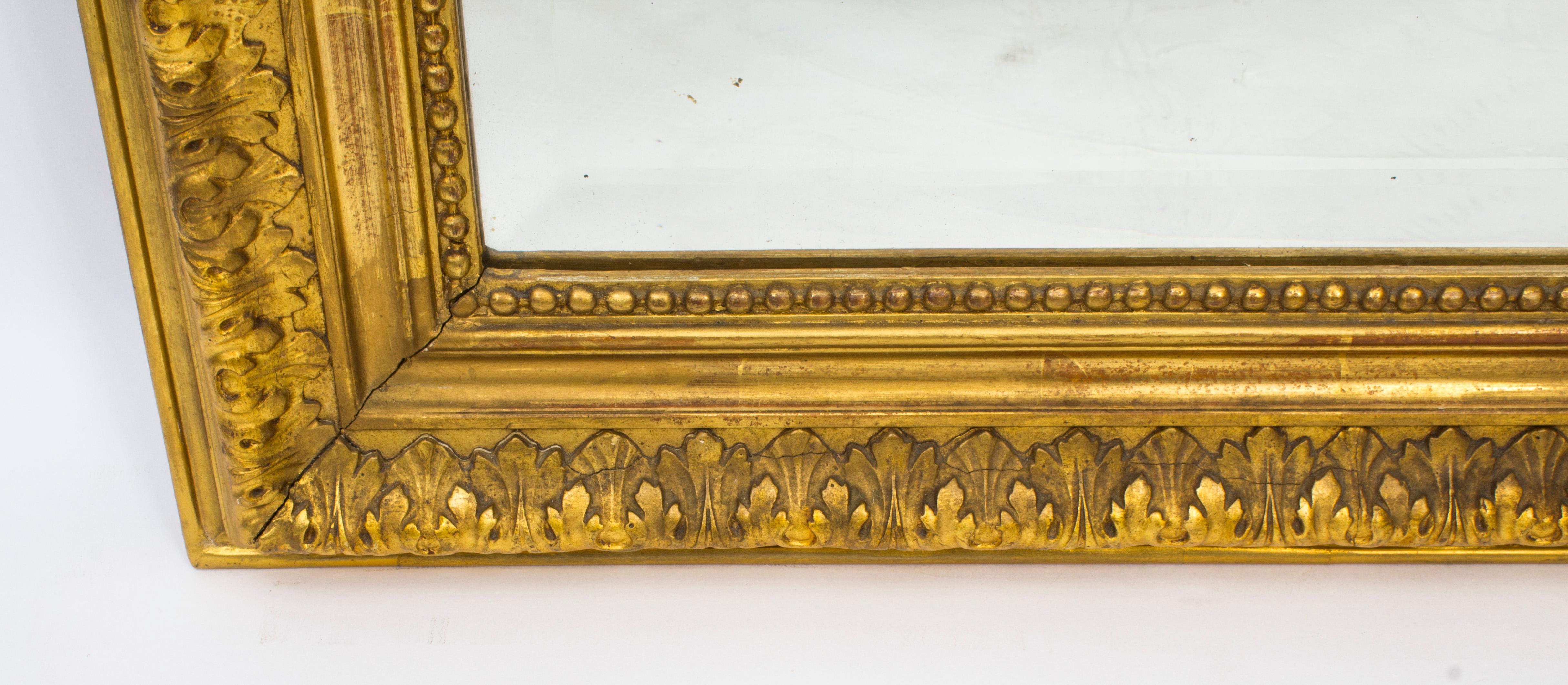 Mid-19th Century Antique French Giltwood Overmantel Mirror, 19th Century