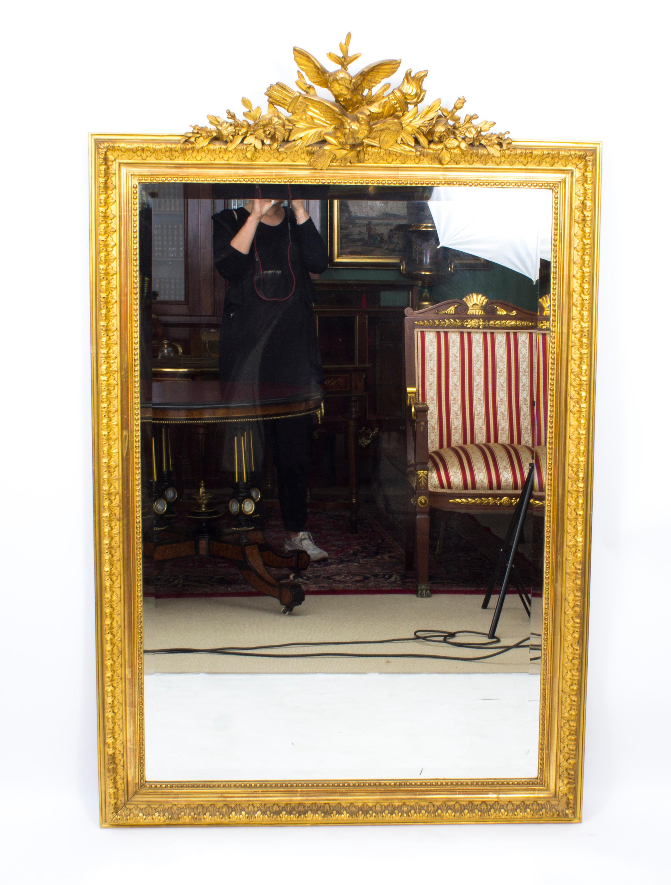 Antique French Giltwood Overmantel Mirror, 19th Century 2
