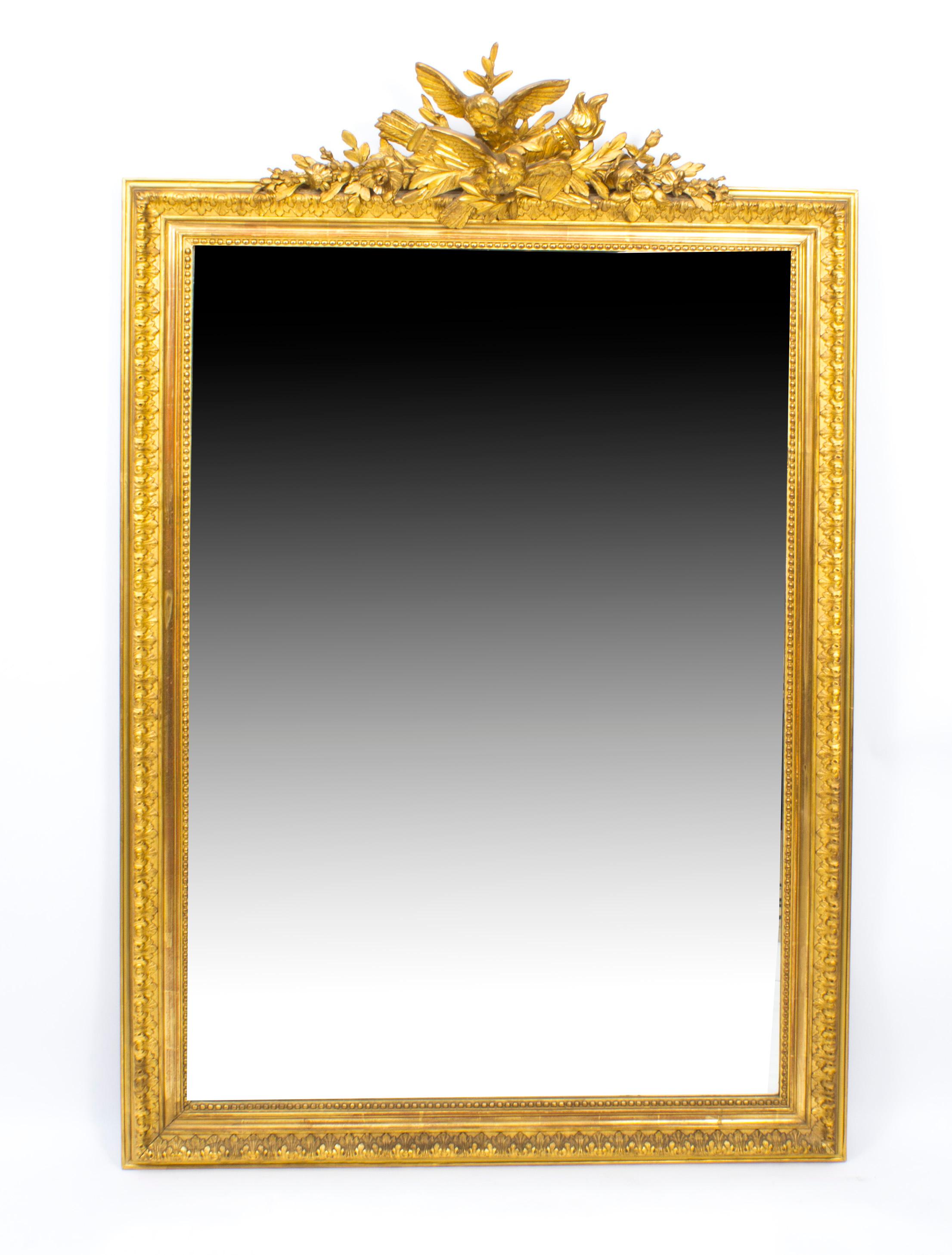 Antique French Giltwood Overmantel Mirror, 19th Century 3