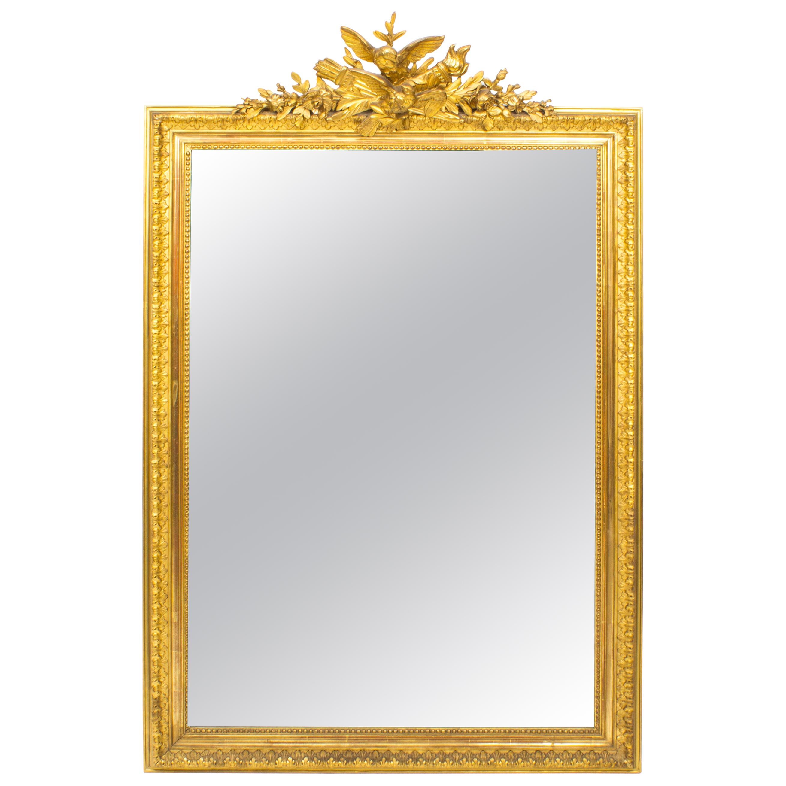 Antique French Giltwood Overmantel Mirror, 19th Century
