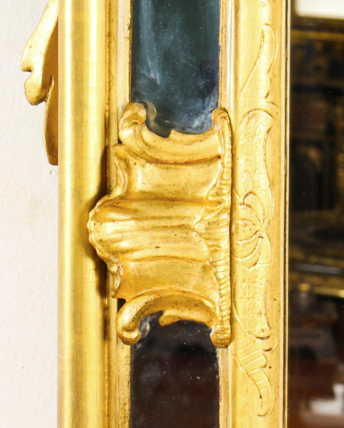 Antique French Giltwood Overmantel Rococo Mirror, 18th Century 6