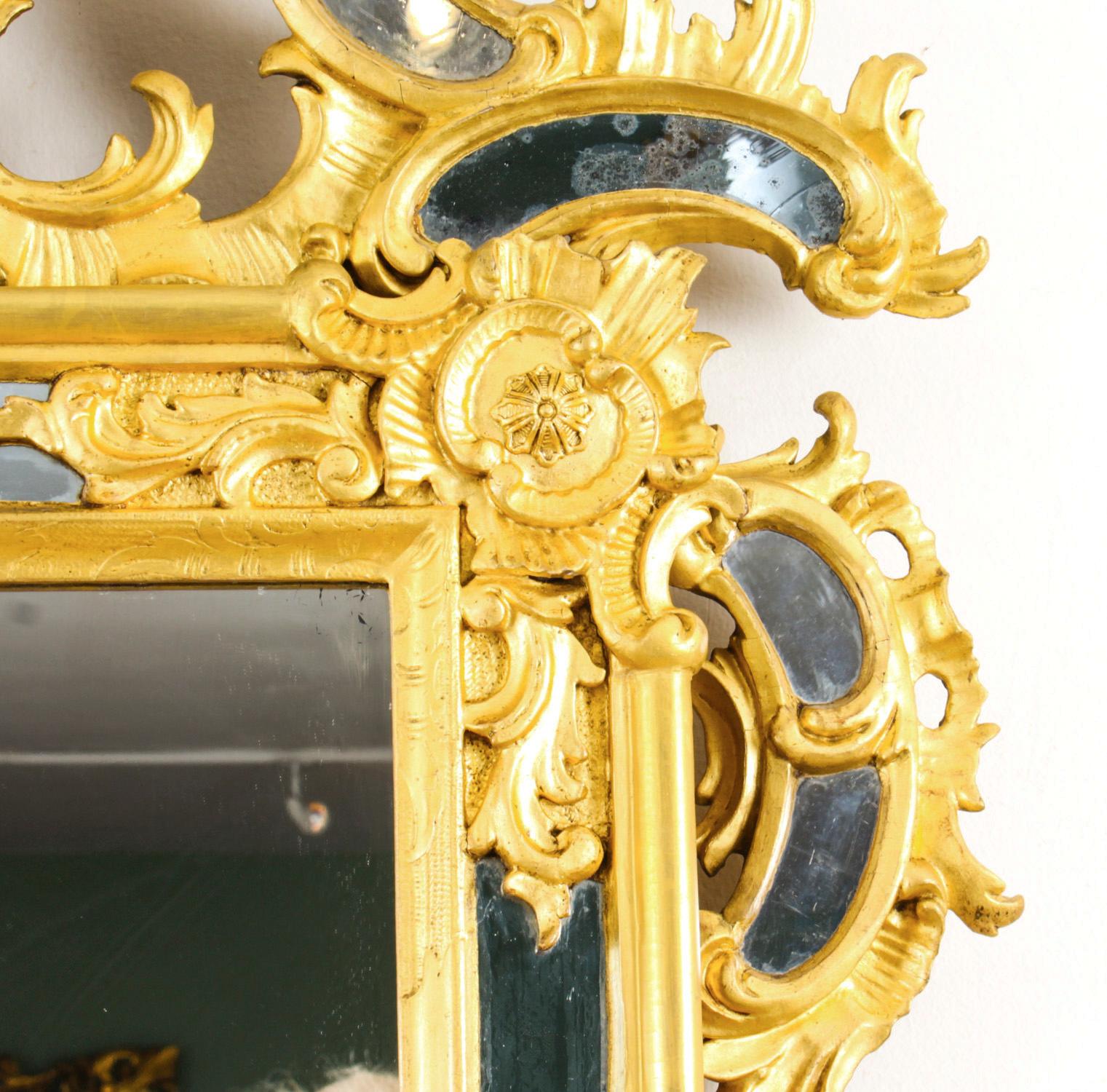 Antique French Giltwood Overmantel Rococo Mirror, 18th Century 8