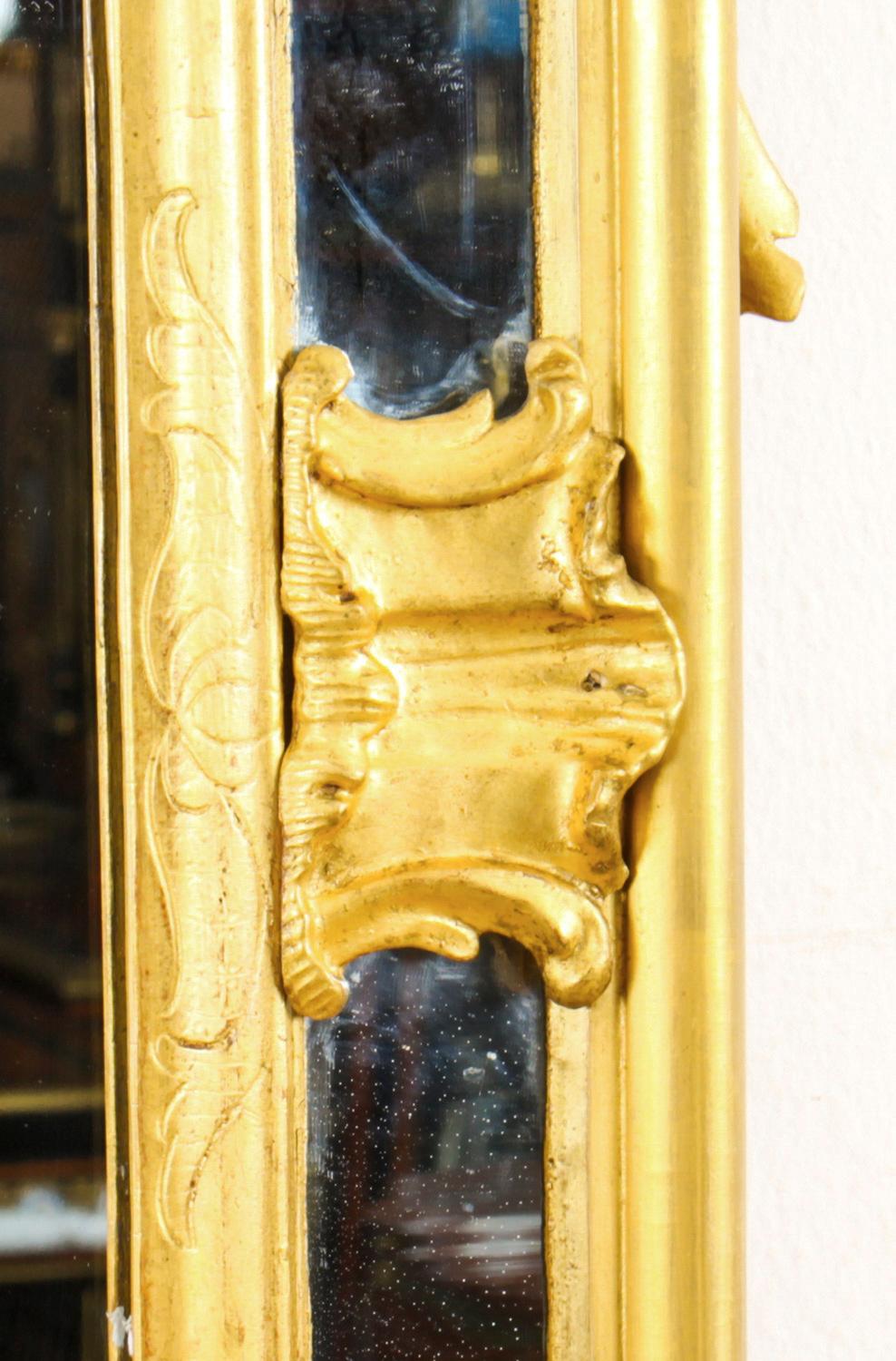 Antique French Giltwood Overmantel Rococo Mirror, 18th Century 9