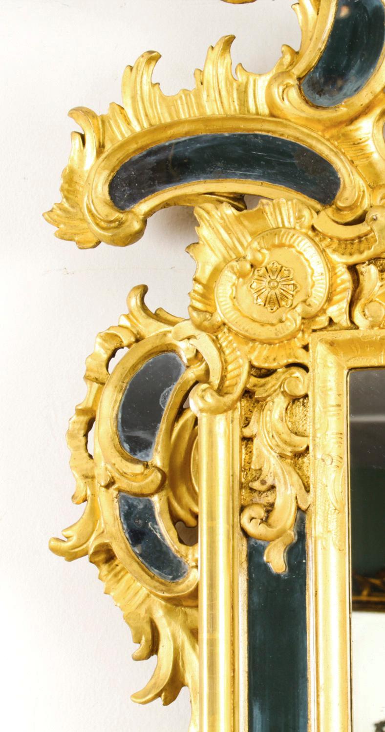Late 18th Century Antique French Giltwood Overmantel Rococo Mirror, 18th Century