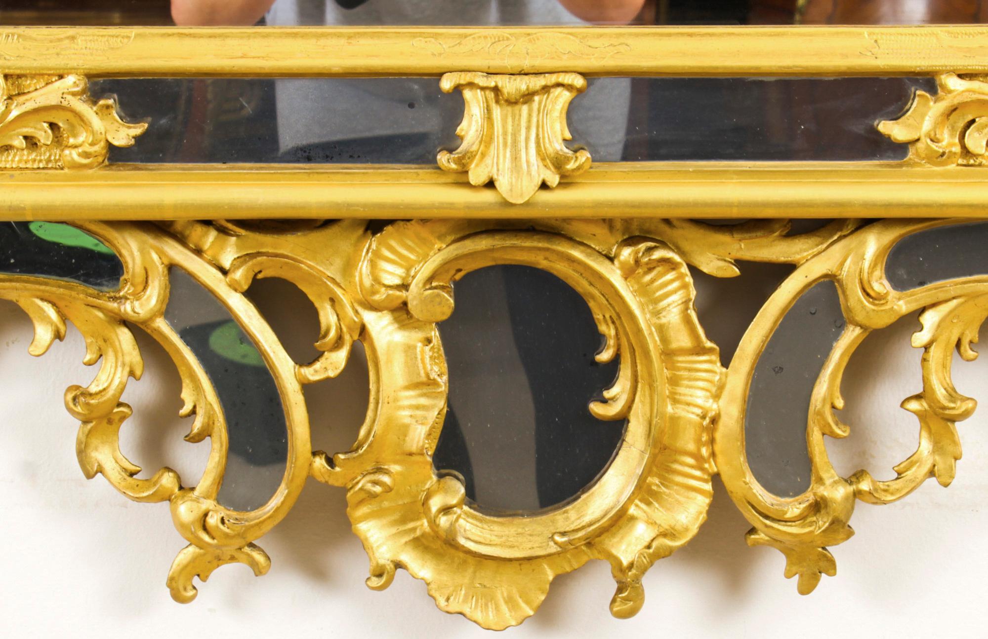 Antique French Giltwood Overmantel Rococo Mirror, 18th Century 3