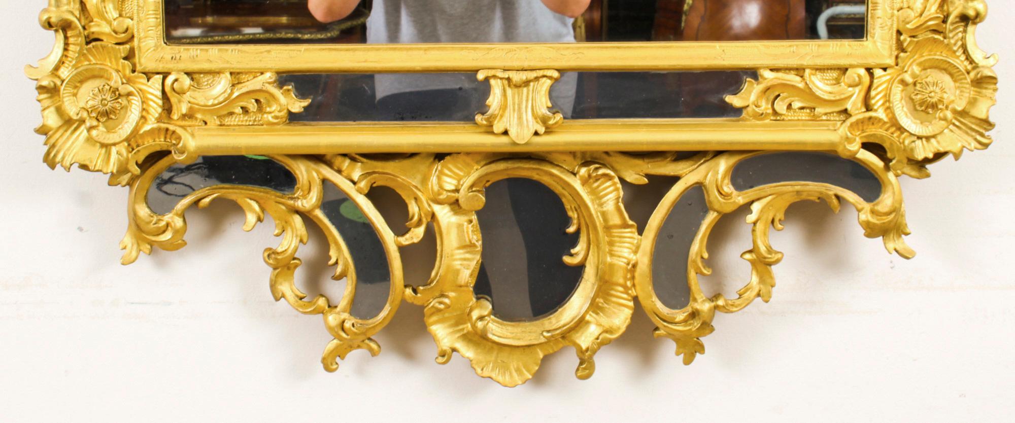 Antique French Giltwood Overmantel Rococo Mirror, 18th Century 5