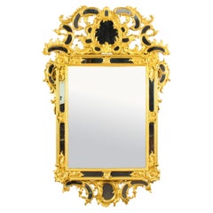 Antique French Giltwood Overmantel Rococo Mirror, 18th Century