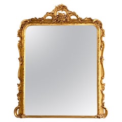 Antique French Giltwood Overmantle Mirror Louis XV Style, 19th Century
