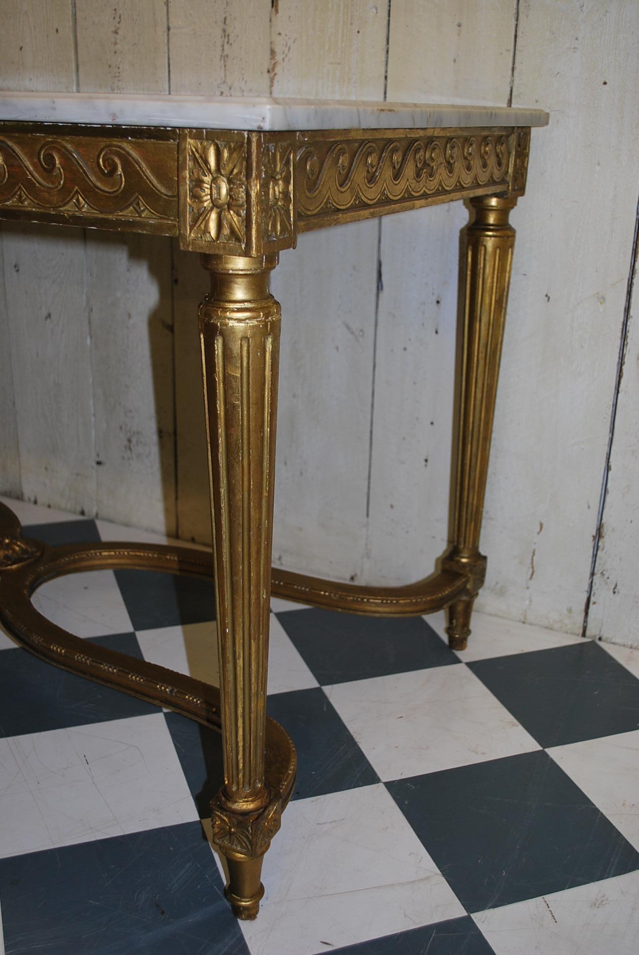 Neoclassical Antique French Giltwood Rectangular Centre Table or Sofa Side Table For Sale