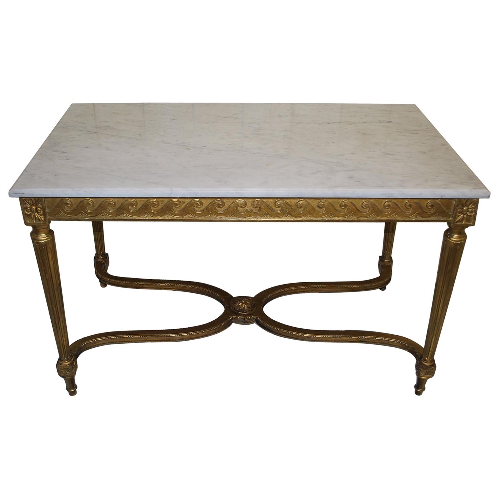 Antique French Giltwood Rectangular Centre Table or Sofa Side Table For Sale