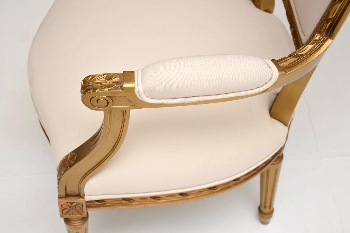 Antique French Giltwood Salon Chair For Sale 4