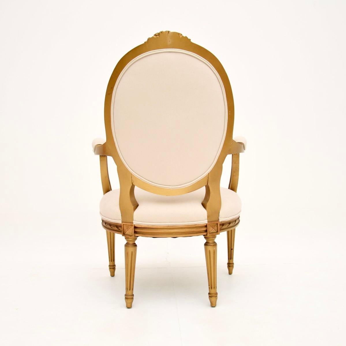 Mid-20th Century Antique French Giltwood Salon Chair For Sale