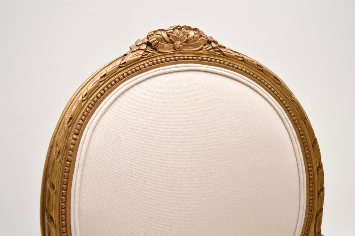 Fabric Antique French Giltwood Salon Chair For Sale