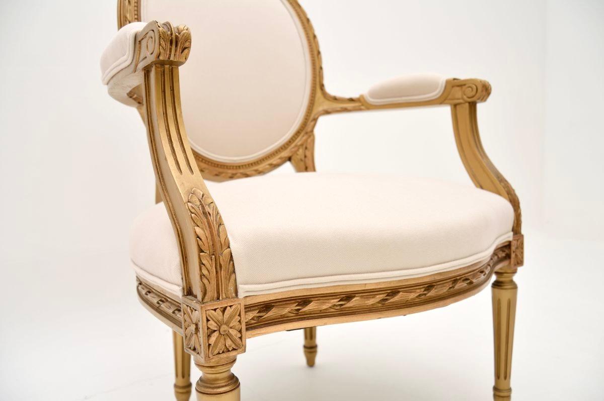 Antique French Giltwood Salon Chair For Sale 2