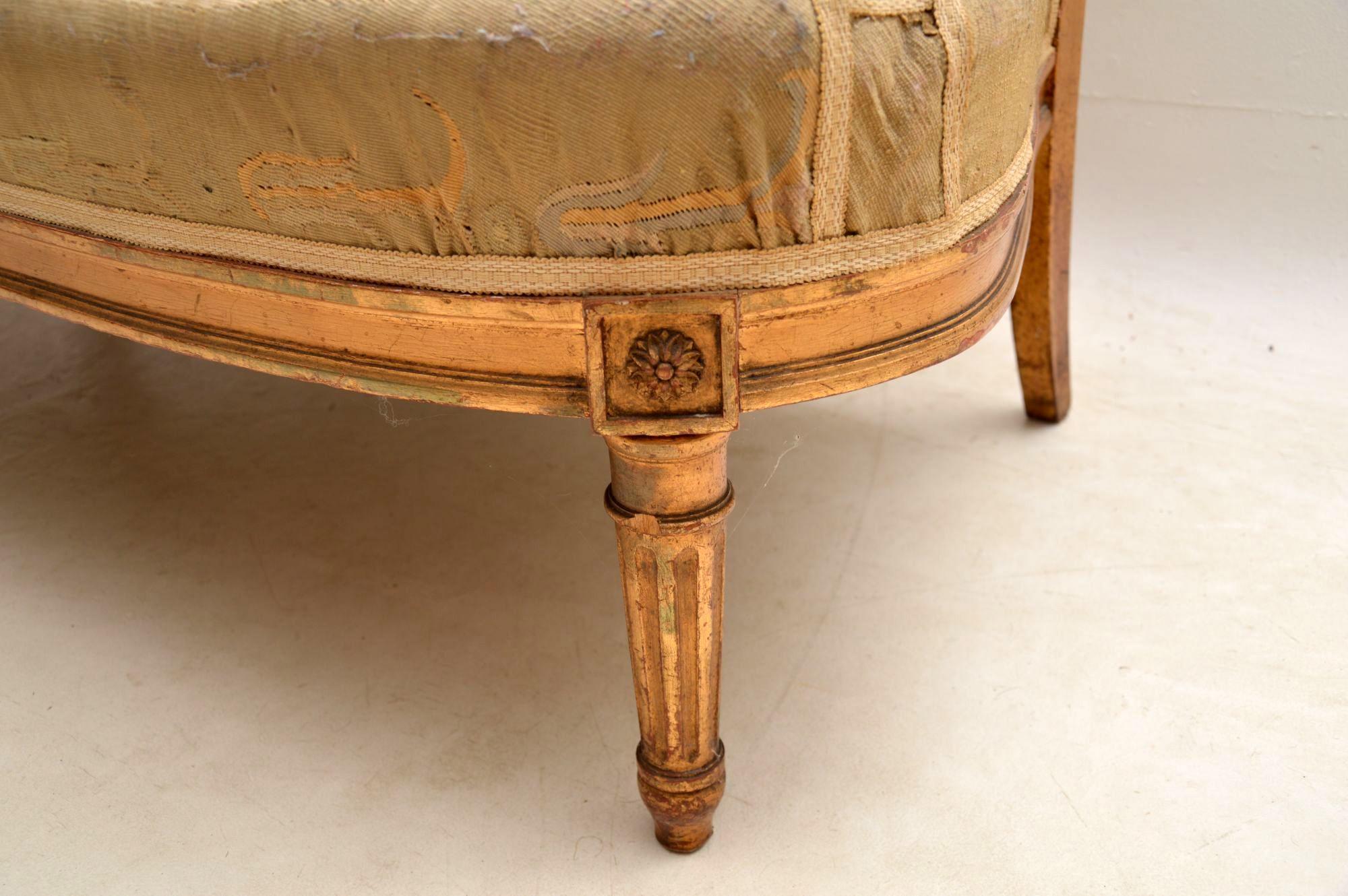 Antique French Giltwood Salon Sofa 3