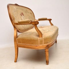 Antique French Giltwood Salon Sofa