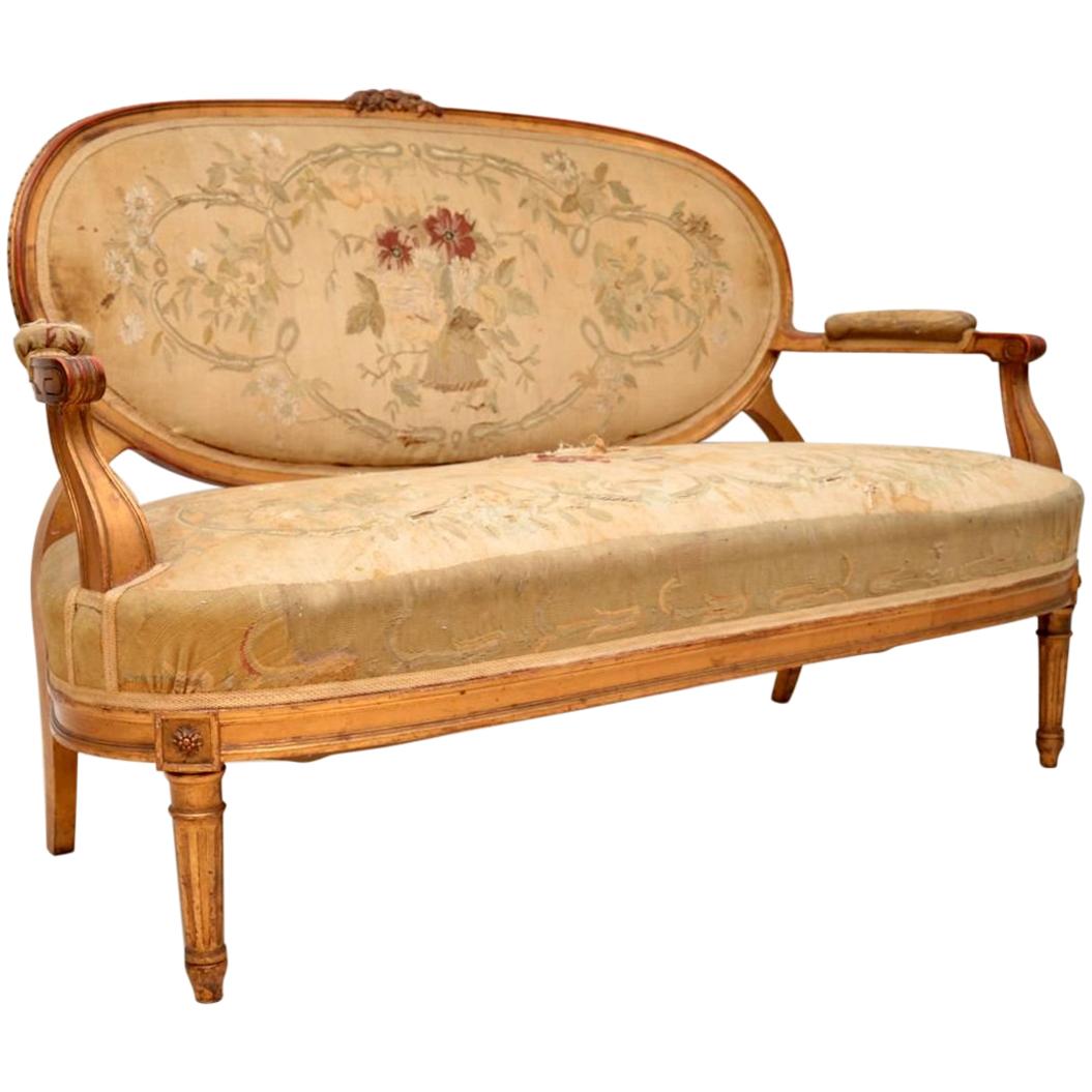 Antique French Giltwood Salon Sofa