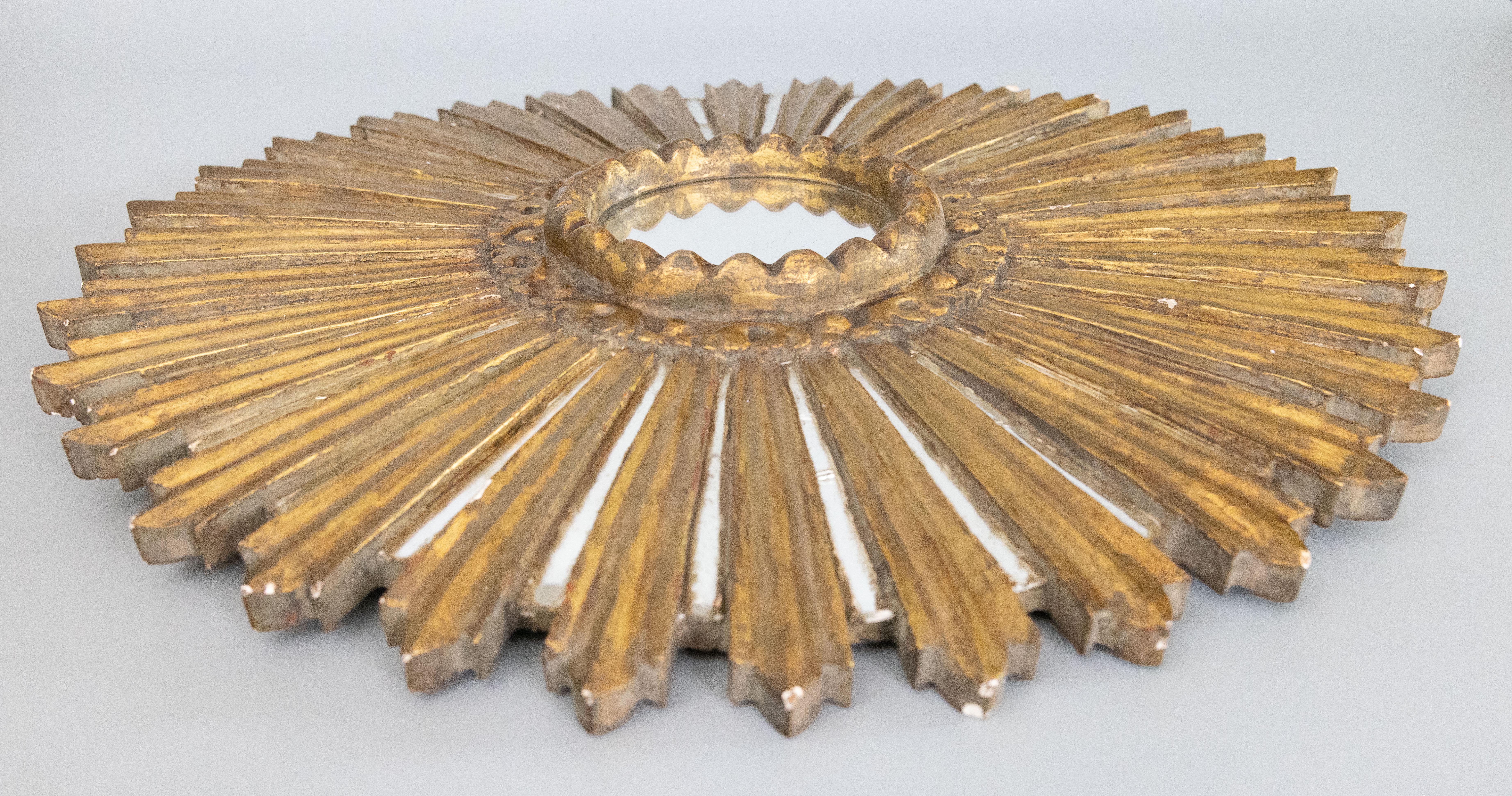 20th Century Antique French Giltwood Sunburst Starburst Mirror