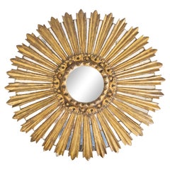 Antique French Giltwood Sunburst Starburst Espejo