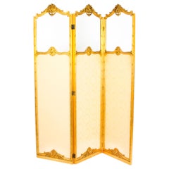 Antique French Giltwood Three Fold Dressing Screen, 19th Century