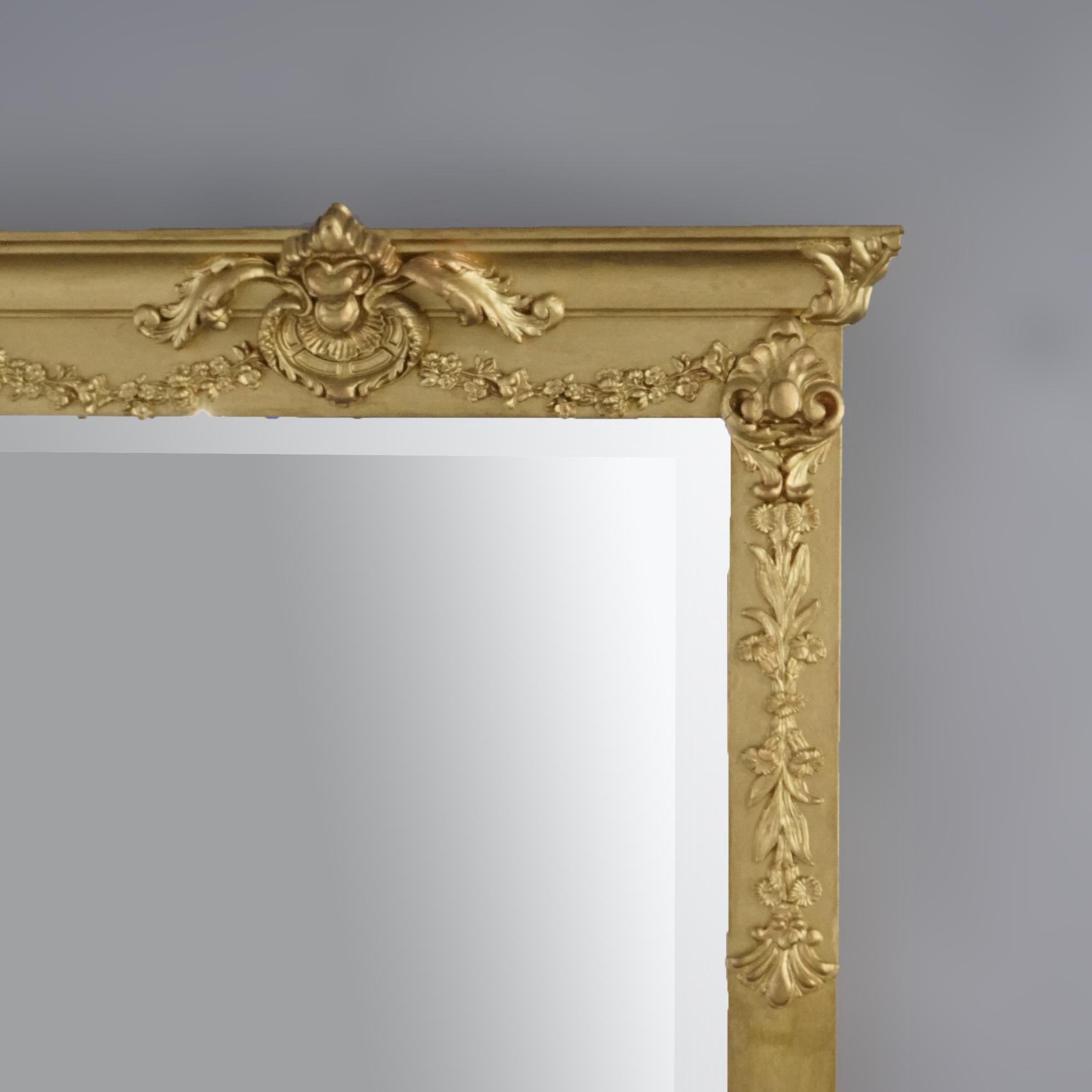 Antique French Giltwood Wall Mirror circa 1900 In Good Condition In Big Flats, NY