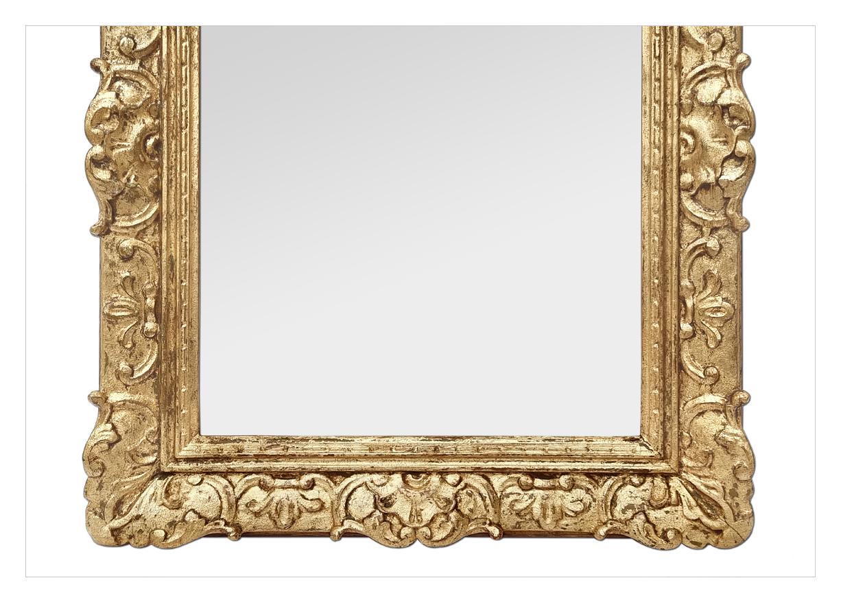 Mid-20th Century Antique French Giltwood Wall Mirror In The Louis XIV Style, circa 1940 For Sale