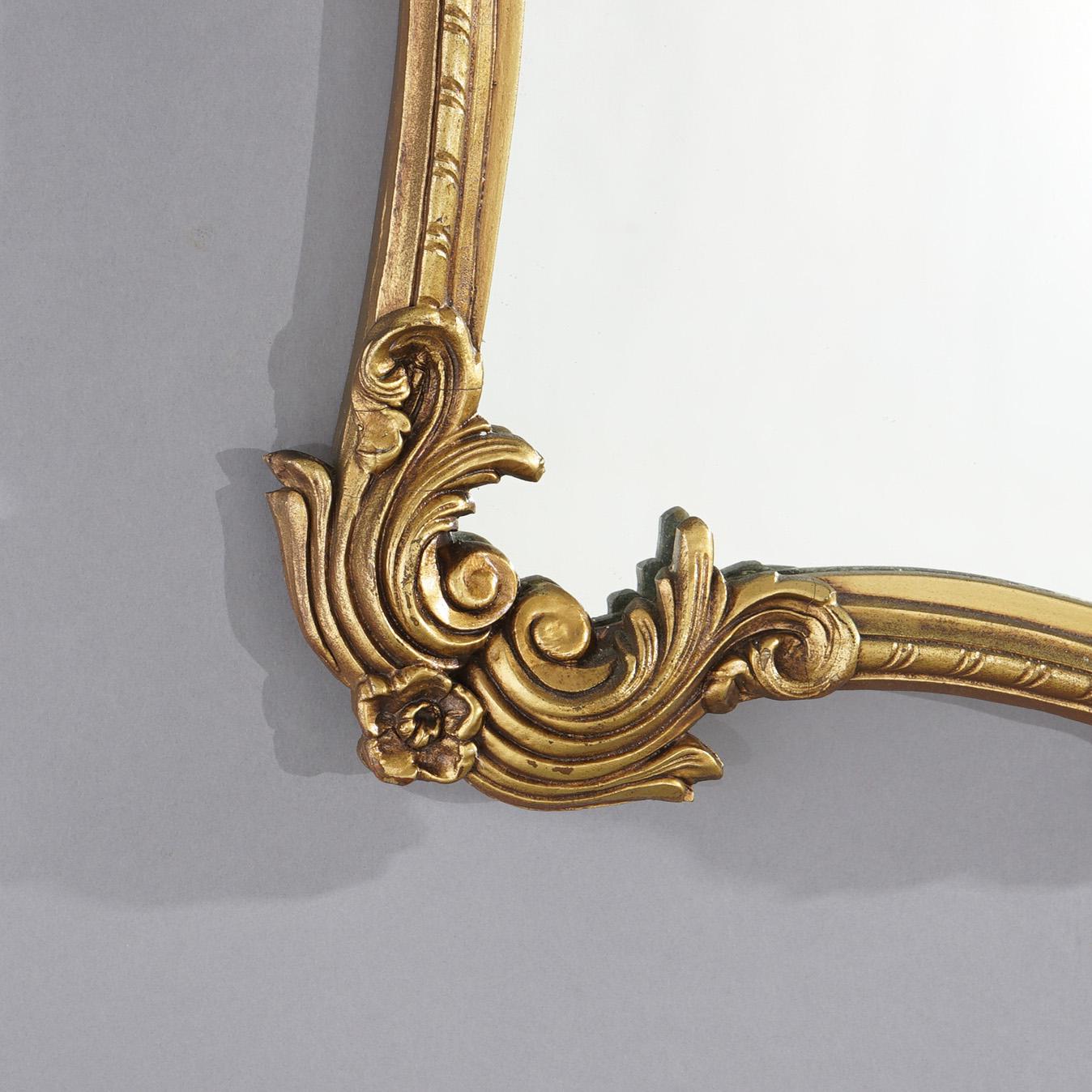 Antique French Giltwood Wall Mirror with Foliate & Gadroon Elements Circa 1930 For Sale 2