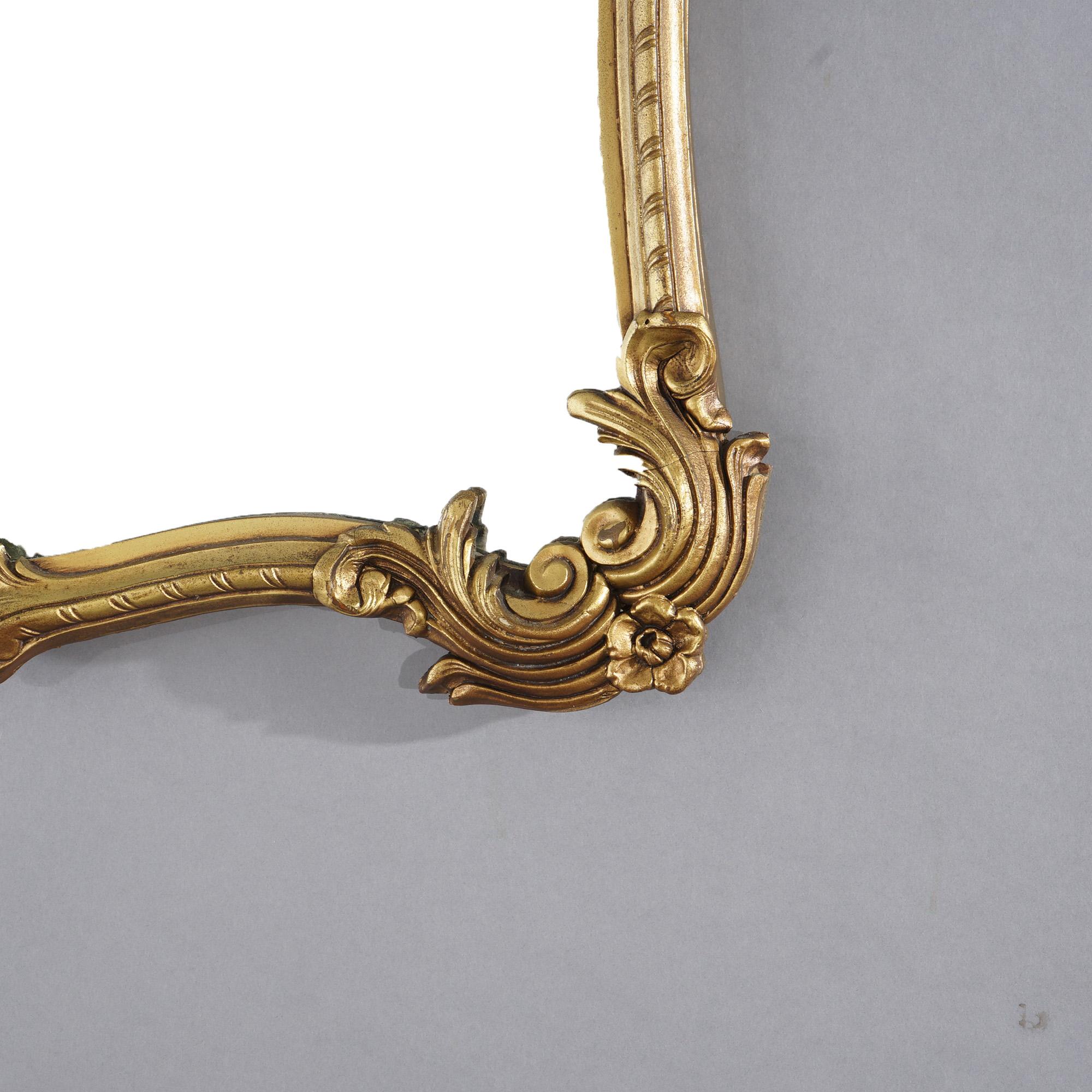 Antique French Giltwood Wall Mirror with Foliate & Gadroon Elements Circa 1930 For Sale 3