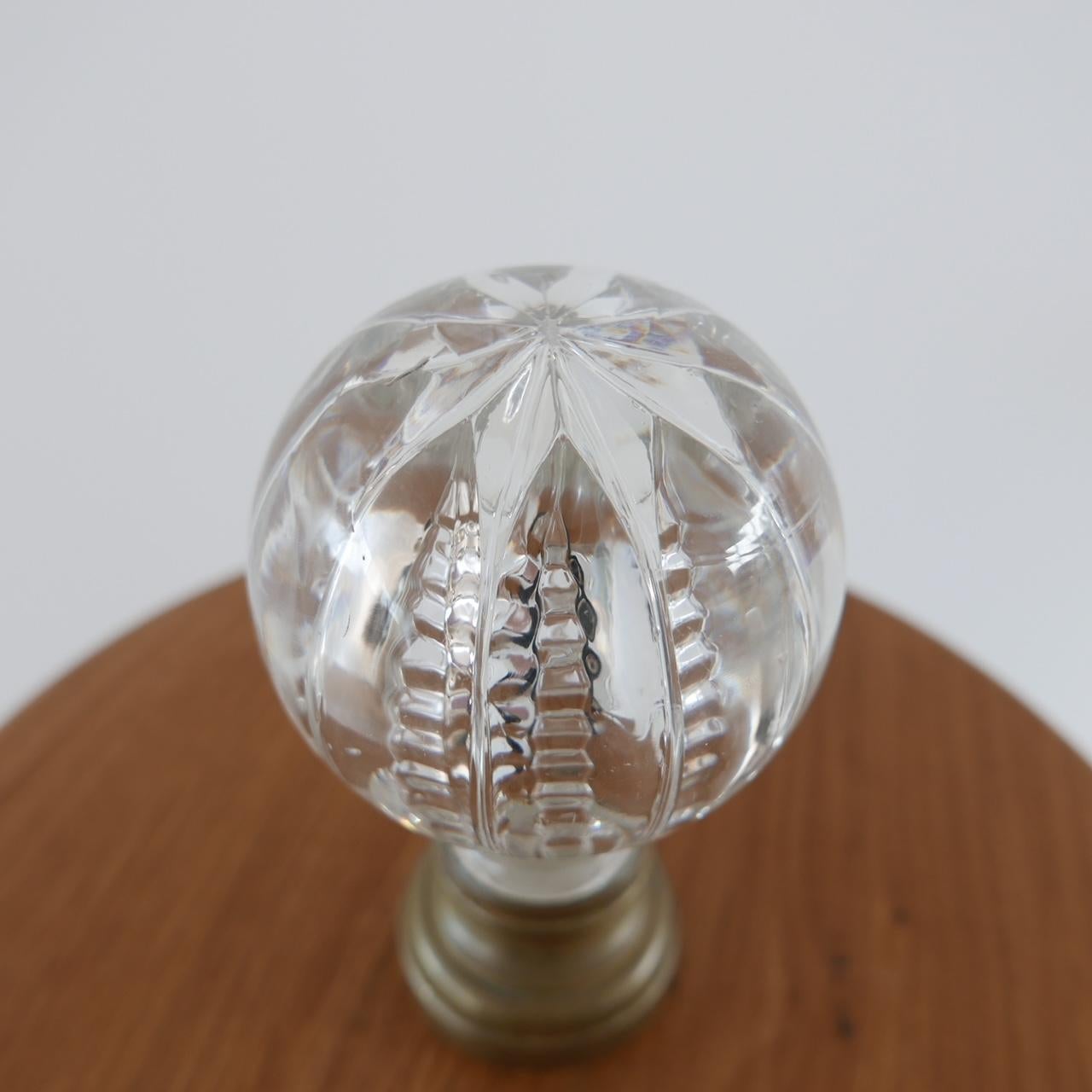20th Century Antique French Glass and Brass Boule d'Escalier For Sale