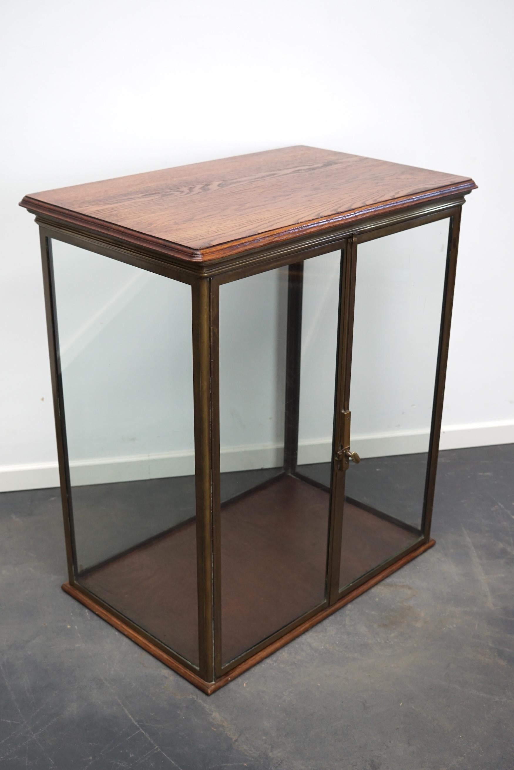 Antique French Glass and Brass Shop Cabinet / Vitrine, circa 1920s For Sale 6