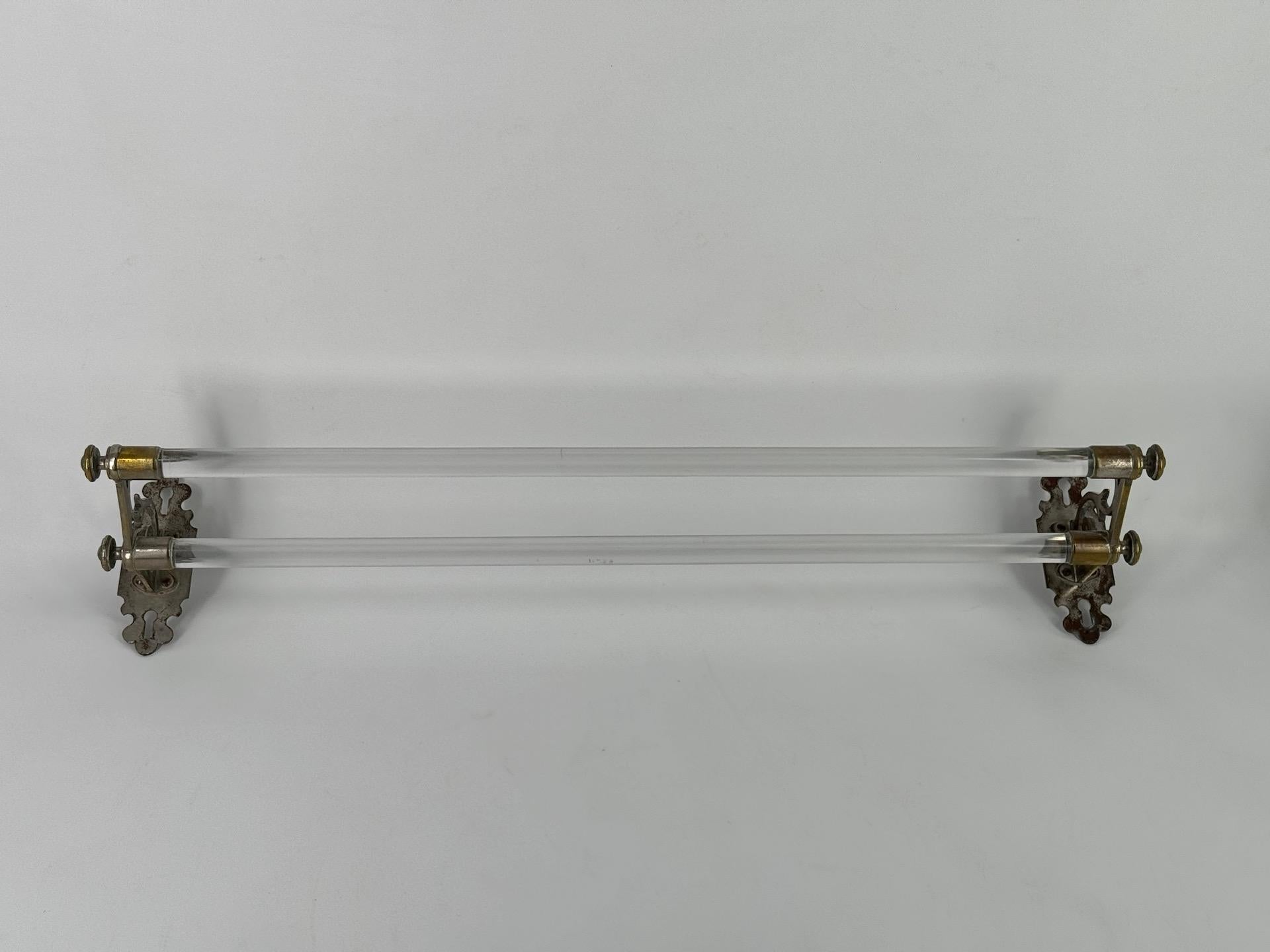 Antique French Glass and Nickelled brass Double Towel Rail 1900 Art Nouveau For Sale 7