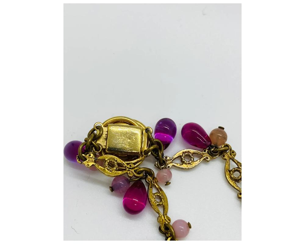 Set aus Halskette und Ohrringen aus antikem französischem Glas mit Kostümschmuck im Angebot 7