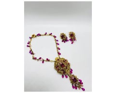 Antique French Glass Costume Jewelry Necklace and Earrings Set