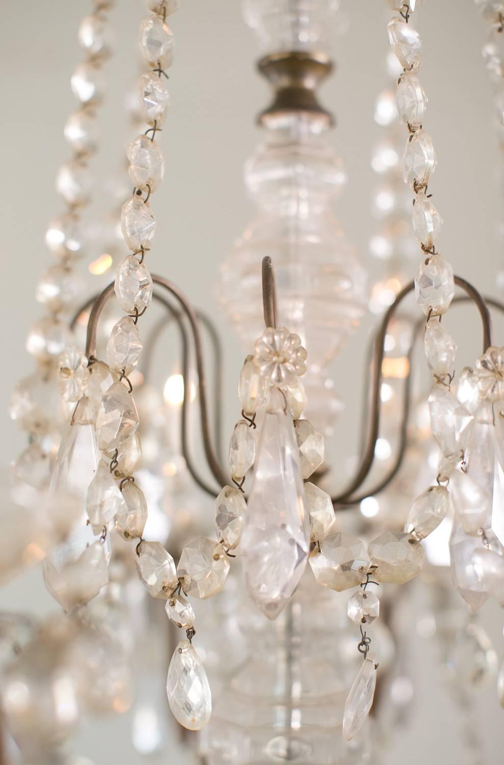 Antique French Glass Crystal Chandelier For Sale 6