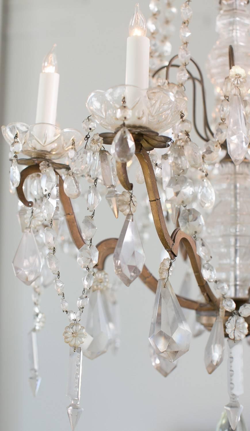 Antique French Glass Crystal Chandelier In Good Condition For Sale In Los Angeles, CA
