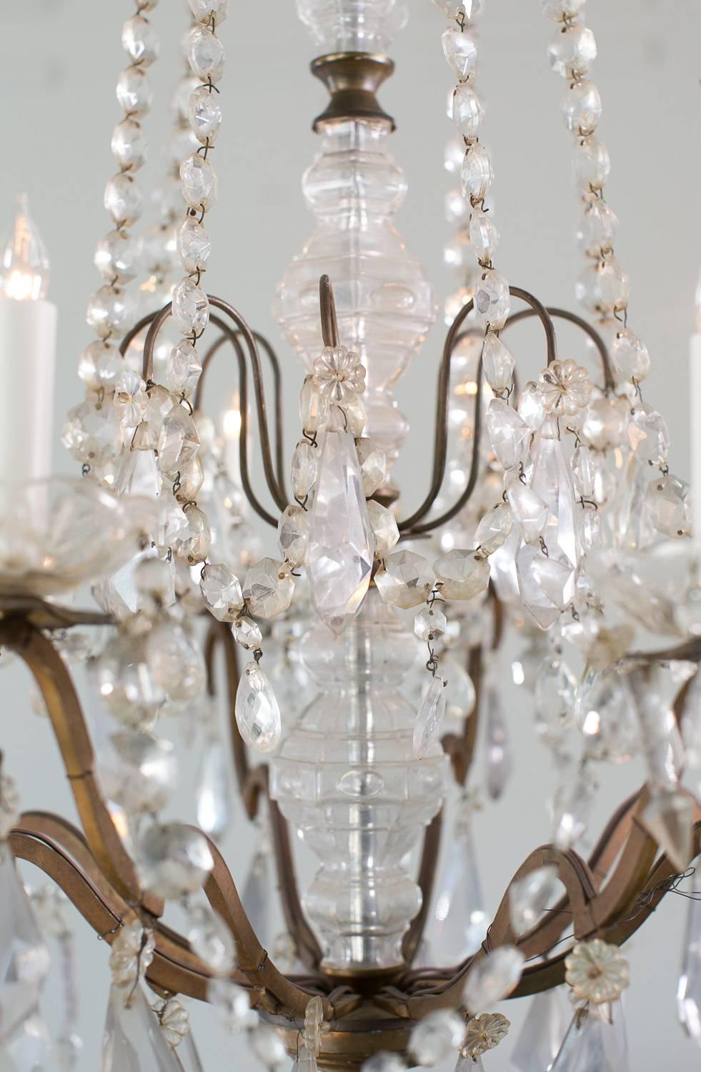 Early 20th Century Antique French Glass Crystal Chandelier For Sale