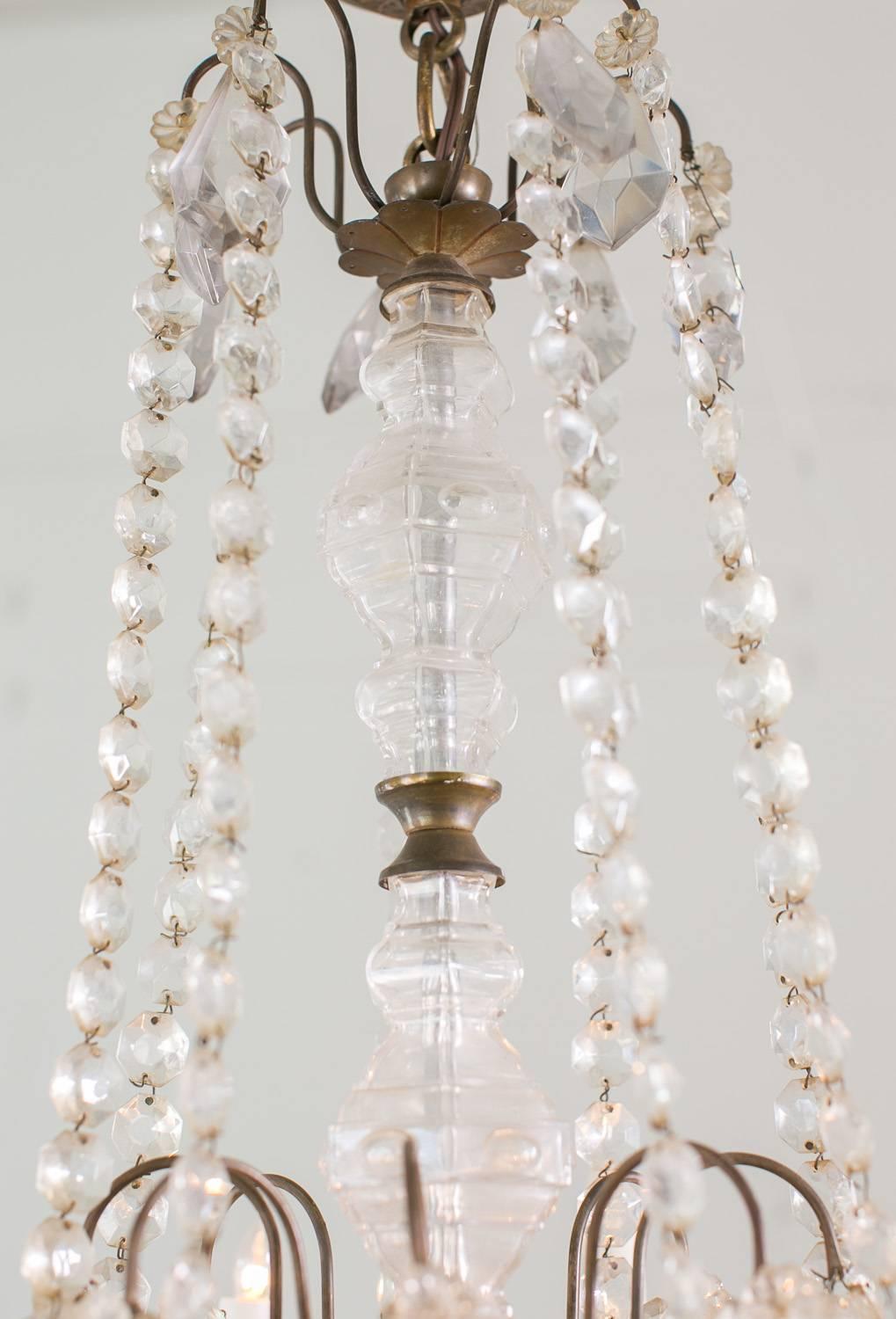 Antique French Glass Crystal Chandelier For Sale 1