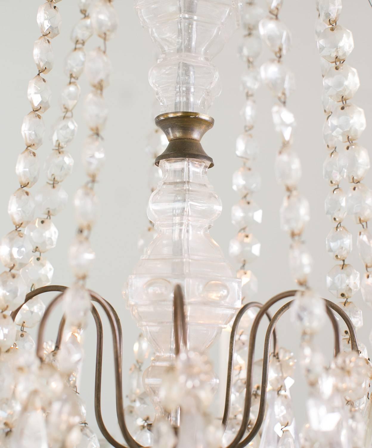 Antique French Glass Crystal Chandelier For Sale 2