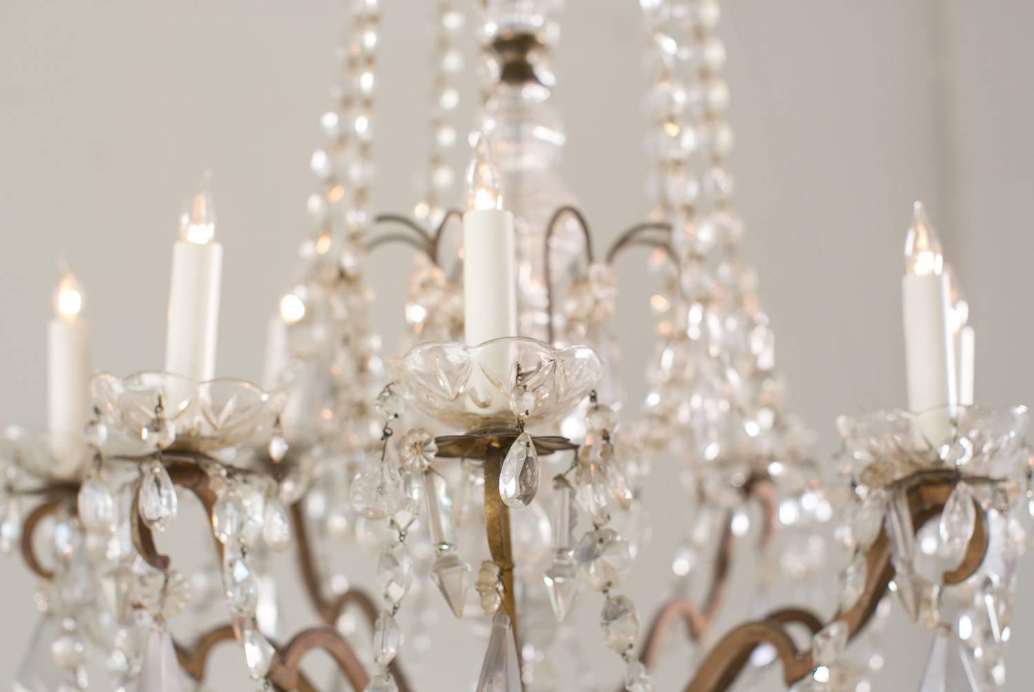 Antique French Glass Crystal Chandelier For Sale 3
