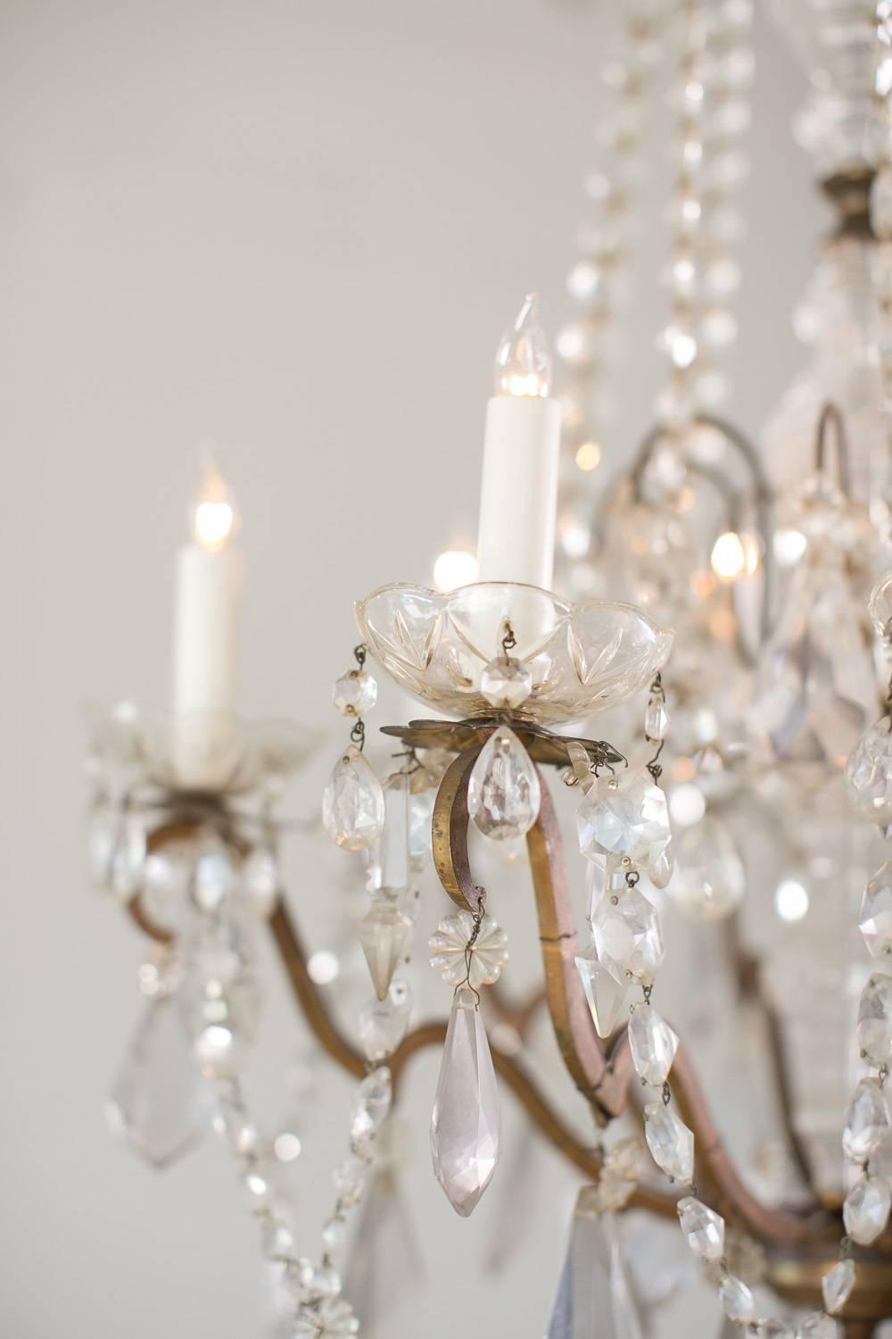 Antique French Glass Crystal Chandelier For Sale 4
