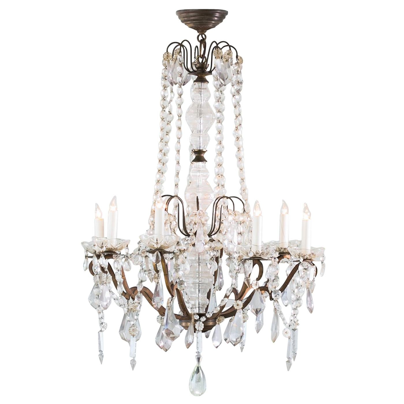 Antique French Glass Crystal Chandelier For Sale