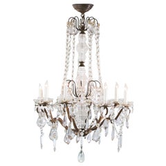 Antique French Glass Crystal Chandelier