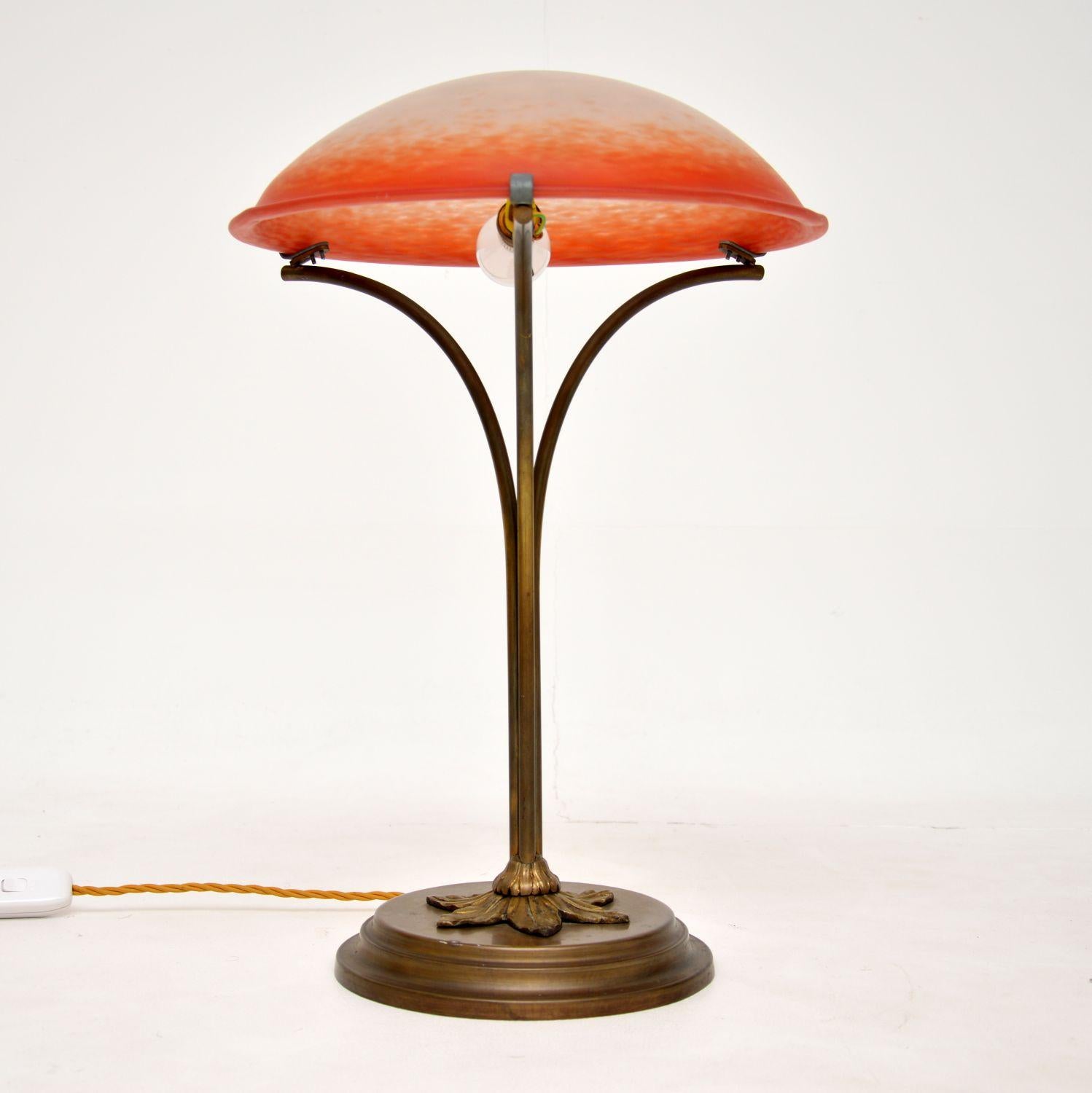 Antique French Glass Table Lamp by Charles Schneider 2