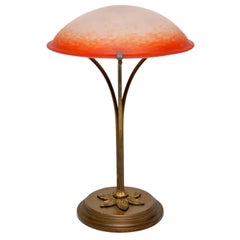 Antike französische Glas-Tischlampe von Charles Schneider