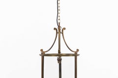 Antique French Glazed Brass Porch Hall Lantern Light Lamp C.1920