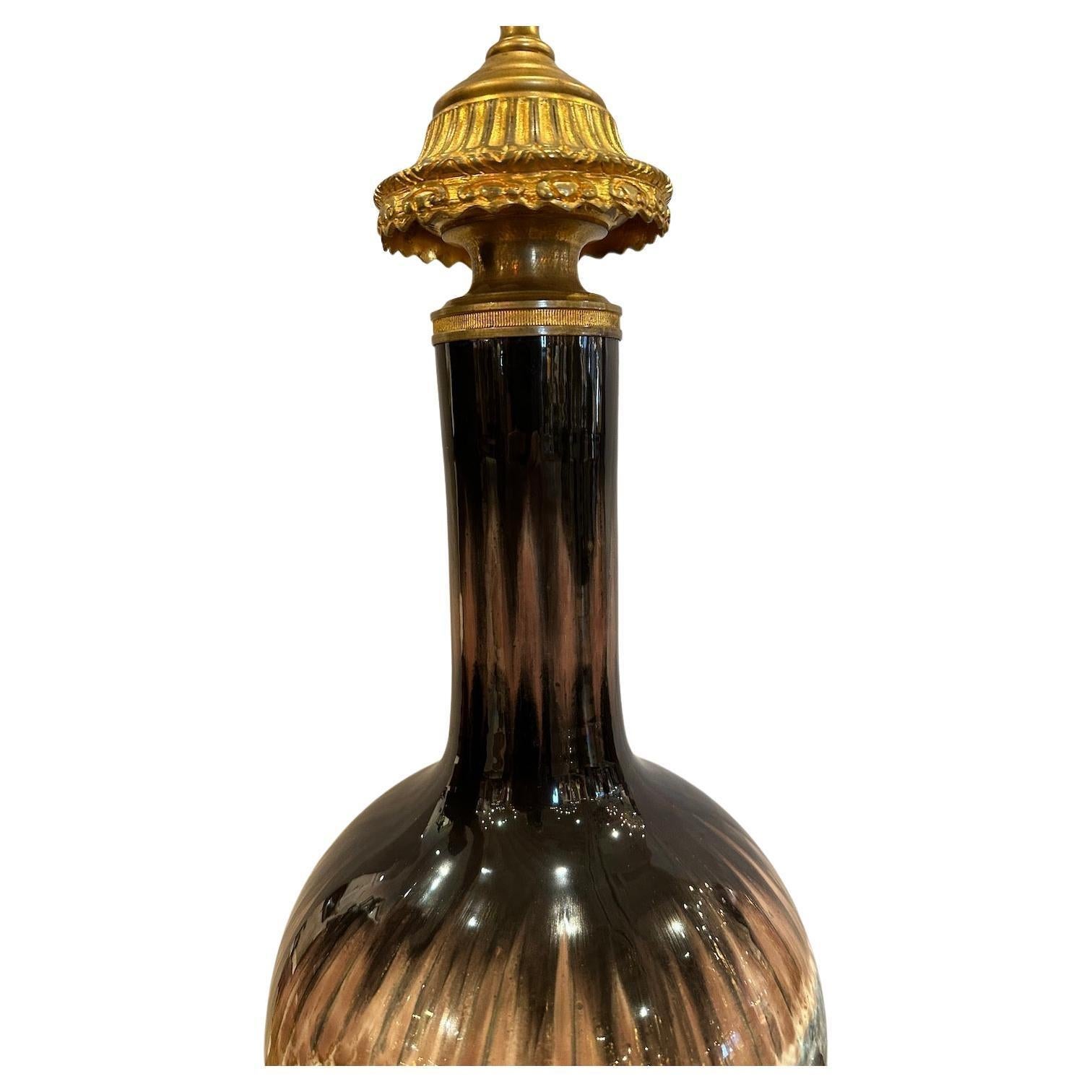 Lampe de table française ancienne en porcelaine émaillée Bon état - En vente à Los Angeles, CA