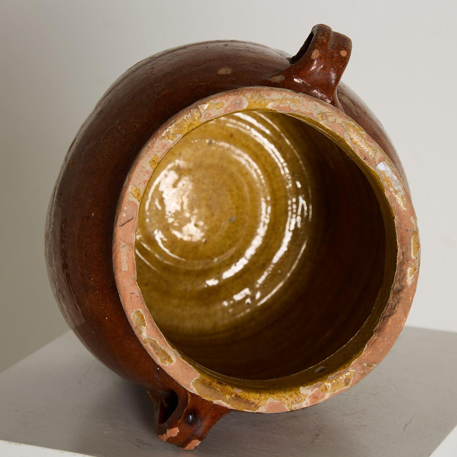Ancien pot de rangement français émaillé avec poignées, 1900 en vente 2