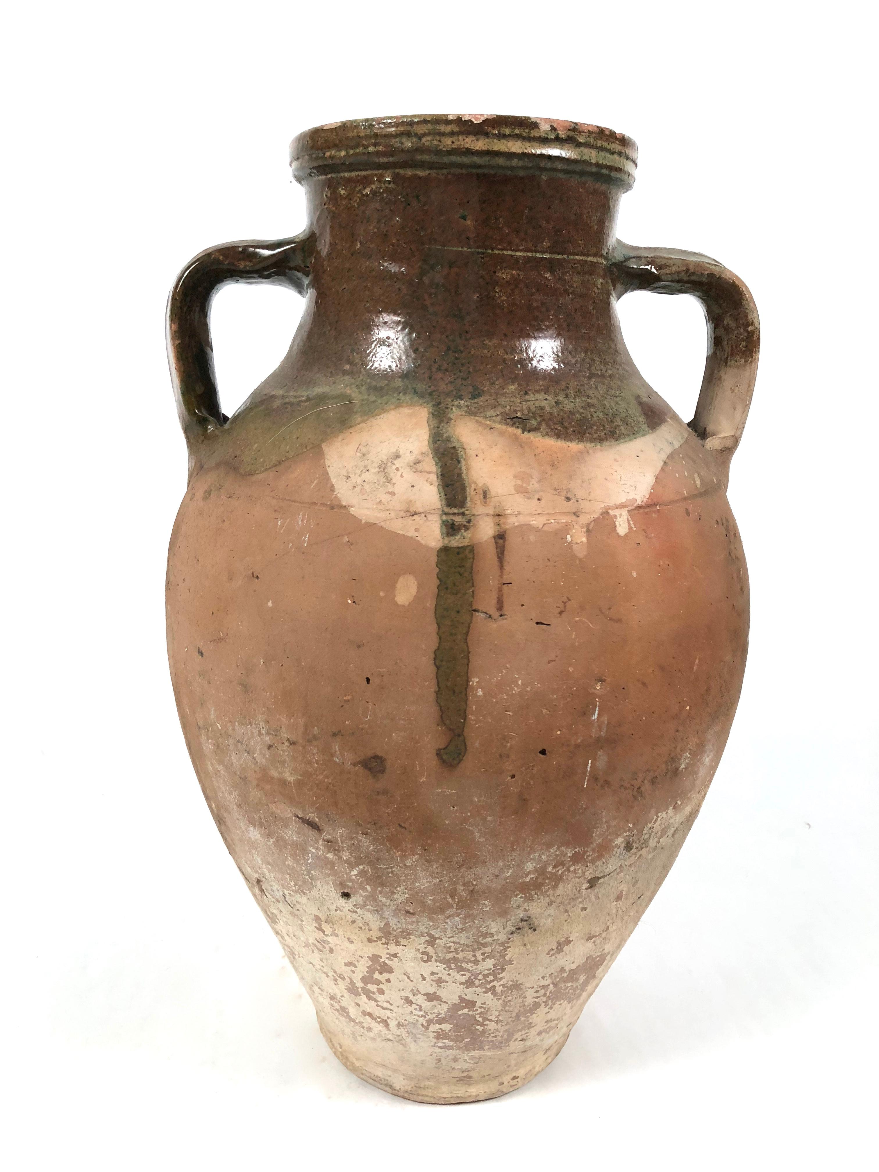 Antique French Glazed Terra Cotta Amphora 9