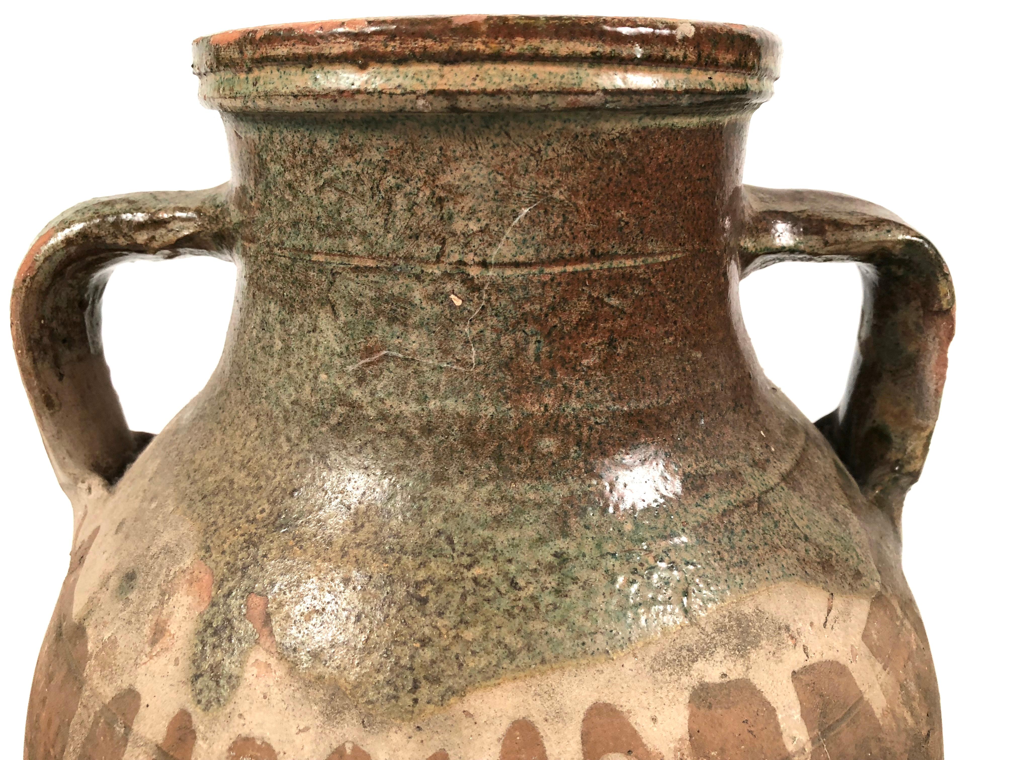 Antique French Glazed Terra Cotta Amphora 1