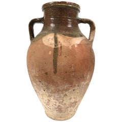 Antique French Glazed Terra Cotta Amphora